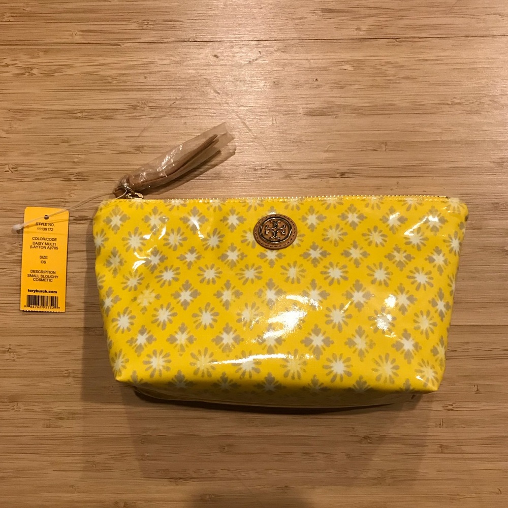 New! Tory Burch Small Cosmetic Case in Daisy